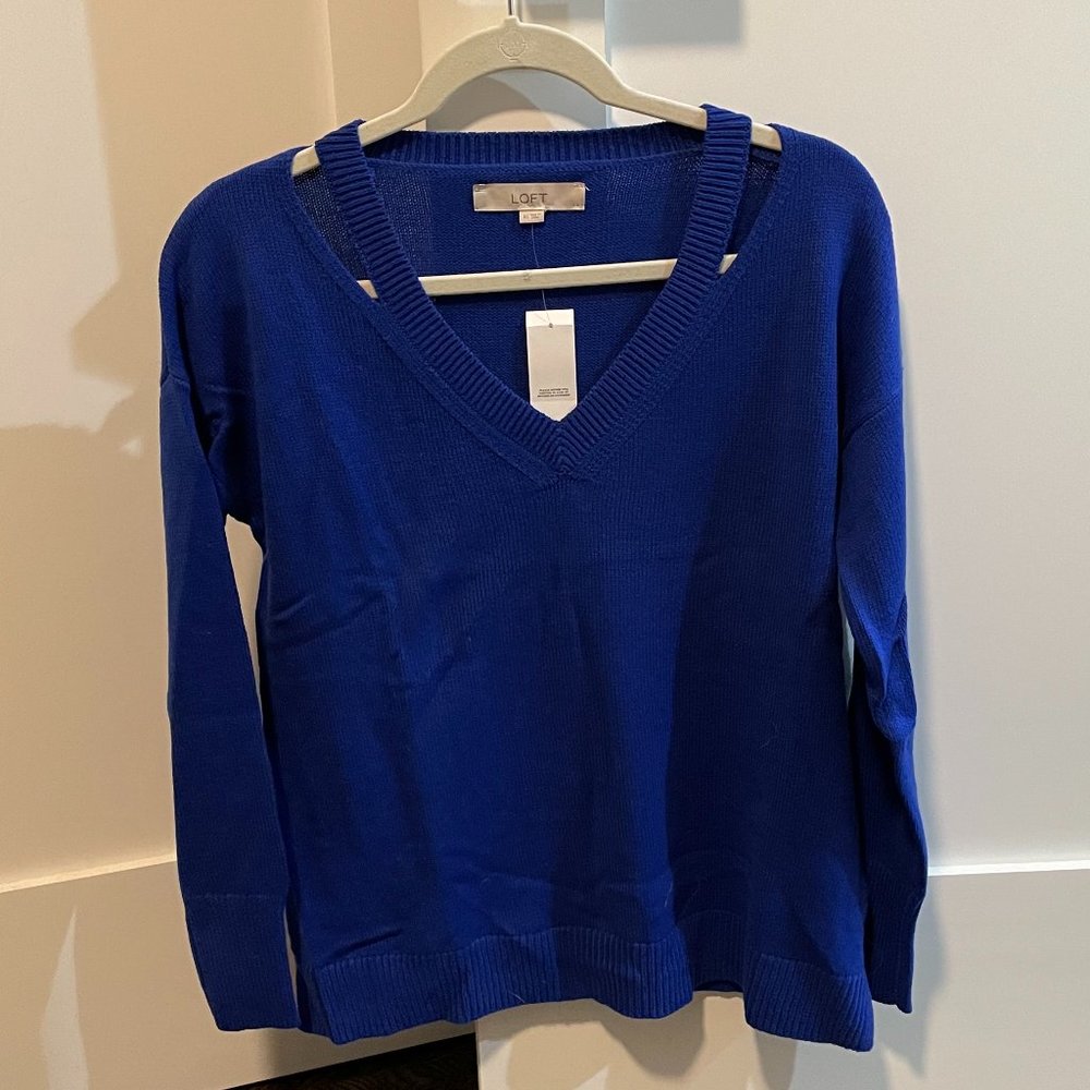 LOFT blue v neck sweater